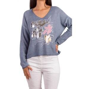 NEW GIGI MODA emma fiori sweater in blue